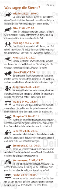 Wochenhoroskop KW 4324