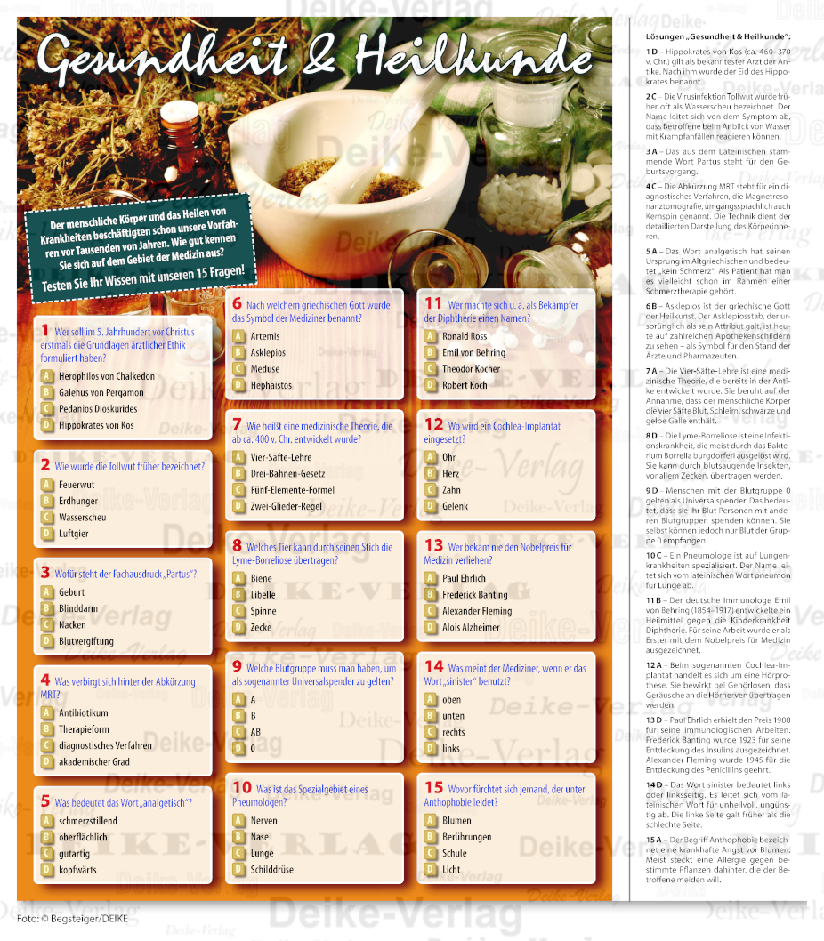 Quizpaket: Gesundheit & Wellness  15 Fragen