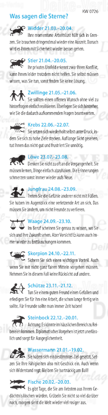 Wochenhoroskop KW 0726