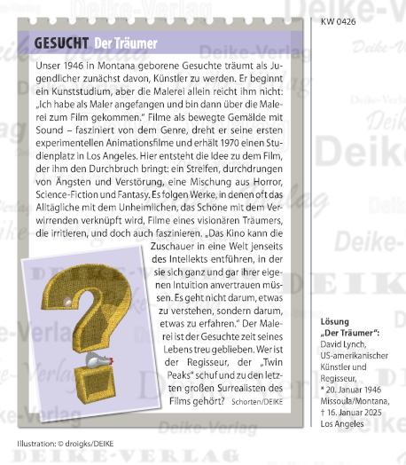 David Lynch - Personenrätsel KW 0426