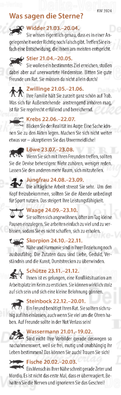 Wochenhoroskop KW 3924