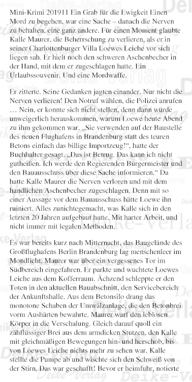 Ein Grab für die Ewigkeit - Mini-Krimi 201911