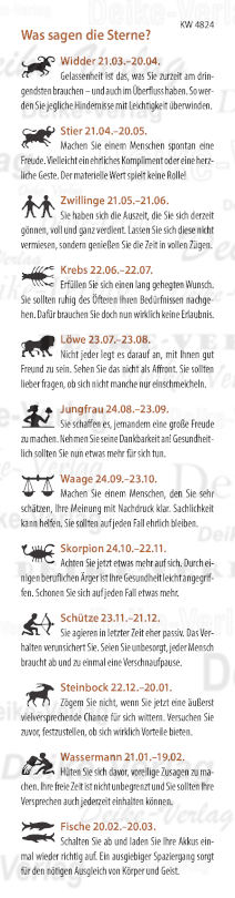 Wochenhoroskop KW 4824