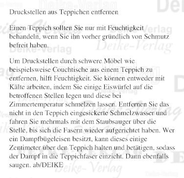 Druckstellen aus dem Teppich entfernen