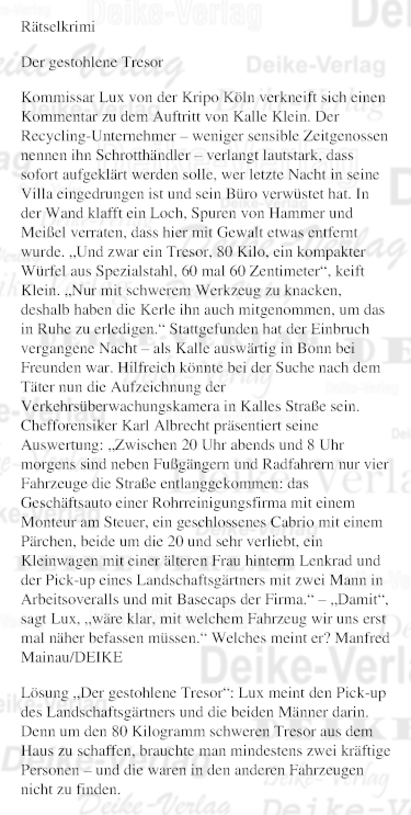 Der gestohlene Tresor (Kommissar Lux)